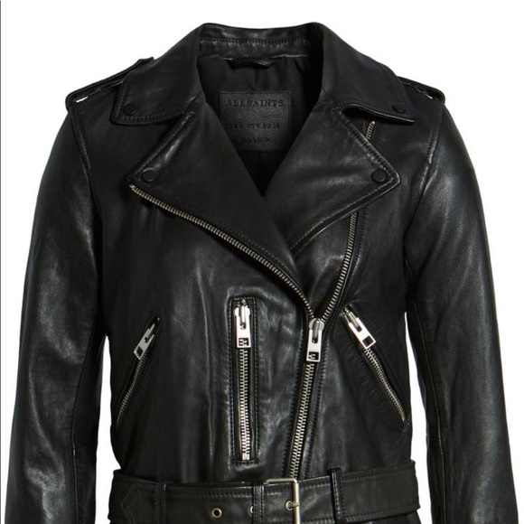 AllSaints Balfern Leather Biker Jacket Black US 10, UK 14 - Picture 2 of 12